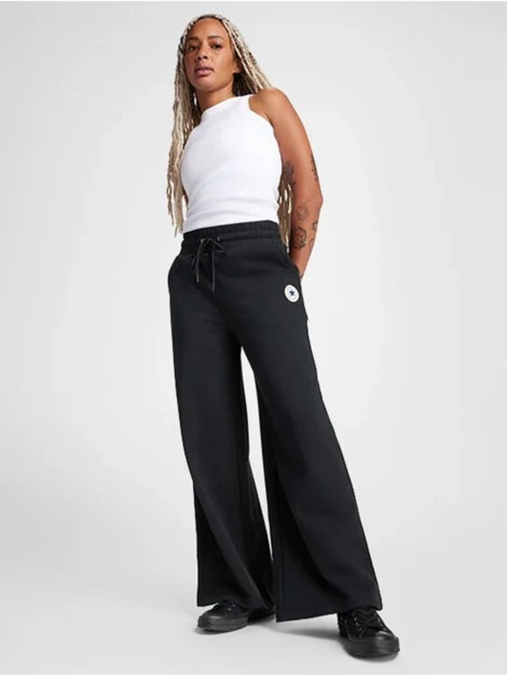 Converse Retro Chuck Taylor Black wide leg Sweatpants size small